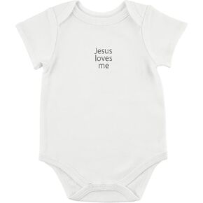 Stephan Baby Snap Suit - Short Sleeve Cotton Bodysuit for Baby with Snap Closure, 6-12 Months, Jesus Loves Me