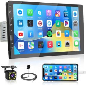9 Inch Single Din Car Stereo HD Touch Screen Car Radio with Backup Camera Microphone Bluetooth Hands-Free Call FM Car Audio Mirror Link SWC USB EQ
