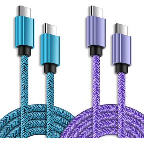 كابل شحن سريع USB C إلى USB C نوع C سلك شاحن هاتف Android شاحن سريع لهاتف iPhone 15 Pro Max 15، Samsung Galaxy A14 5G/A13 5G/A03s/S23/S22/S21/S20/S10/A01/A11/A12/A32 /A34/A53/A54/A23/A73 in Kuwait