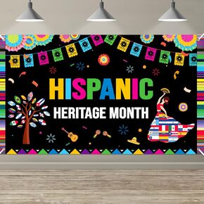 Hispanic Heritage Month Banner - XtraLarge National Hispanic Heritage Month Photography Background Latin American Spanish Speaking Countries Party Welcome Banner Decorations Supplies Photo Booth Props