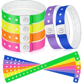 48 Pieces Vinyl Wristband Plastic Event Wristband Colored Wristband for Events Concerts Carnivals Nightclubs, Multi-Color (Classic Style)