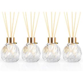 4Pcs Reed Diffuser Set with Metal Golden Decoration, Empty Reed Diffuser Bottles with 20Pcs Reed Diffuser Sticks, Unique Design Bottles for Home and Office(Spiky Ellipsoidal)