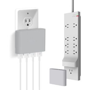 iHome Power Rover Power Strip & Slim USB Wall Charger Bundle: Detachable Multiport USB Charger & 6 ft Extension Cord Multi Plug Outlet Extender, 9 AC Outlet Power Strip Surge Protector
