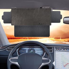 Veharvim Polarized Sun Visor for Car with 2 Side Sunshade, Upgraded UV400 Car Sun Visor Extension with PC Lens and Side Sunshade,Anti-Glare Car Visor for Safe Driving