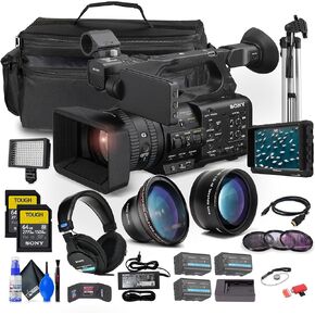 Sony HXR-NX800 4K HDR 1" Sensor NXCAM Camcorder + 4K Monitor ECM-VG1 Microphone Headphones + 2 x BP-U35 Battery + 2 x 64GB SF-M Tough Series Memory Card + Large Case + More (Renewed)