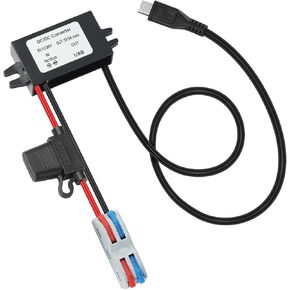 DC 12V 24V to 5V Micro USB Step Down Adapter 12V 24V to 5V 3A Buck Converter Regulator with Micro USB 48 CM Cable for CNC Switch Photovoltaic Panel etc