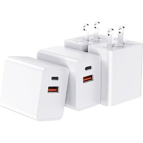 USB C iPhone 15 Fast Charger Block, 20W PD Dual Port USB-C Power Adapter Charger Type C Fast Charging Block Compatible for iPhone 15 Pro Max/iPhone 15/14 13 Pro Max/iPad, for Samsung Series, 4Pack