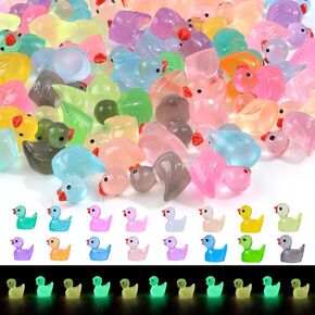 160 Pcs Luminous Mini Resin Ducks Bulk Tiny Ducks Miniature Ornament Little Ducks for Fun Office Pranks Gift Micro Garden Landscape DIY Dollhouse Craft Decor (16 Colors)