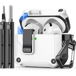 Inesore Compatible with AirPods 4th Generation Case,with Cleaner kit,Automatic Snap Switch Secure for New Airpods 4 Charging Cover (2024)-Black in Kuwait