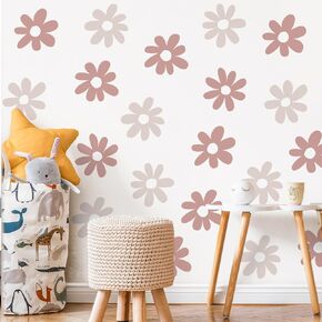 12 Sheets Daisy Wall Decals Flower Wall Stickers Large Daisy Wall Stickers Daisy Decals for Wall Peel and Stick for Nursery Kids Girls Bedroom Living Room Wall Decor