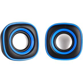 Mini 2.0 Speaker USB-Powered Desktop Speakers USB Powered Stereo Speaker System - Small Size - with Volume Control & 3.5 mm Audio Plug to Connect to Laptop, Notebook, Desktop, Computer(Blue)