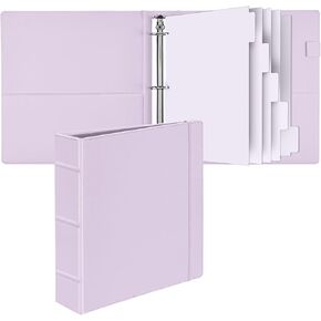 Vintage Hardcover 3 Ring Leather Binder, 1.5 inch Ring, 2 inch Spine, Professional Binder Organizer, Letter Size Binder Dividers with Tabs, Binder with Clipboard Design, Faux Rose Pink Leather
