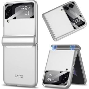Miimall Compatible for Samsung Galaxy Z Flip 4 Case, Z Flip 4 Case with Magnetic Hinge Protection + Ultra-Thin Hard PC All-Inclusive Magnetic Case for Galaxy Z Flip 4 2022 (Purple)