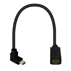 12 Inch Mini DisplayPort 8K Extension Cable, 90 Degree Left Angle Mini DP Male to Mini DP Female Extender Ultra HD Cable, 1.4 Version Mini DisplayPort Extension Adapter Cord, 8K@60HZ
