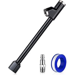 Air Chuck Set, 1/4" FNPT Extended Reach Dual Head Air Chuck w/Quick Plug, 2-Way Connect Tire Air Chuck for Tire Inflator Gauge/Air Compressor, Tire Chuck for Truck, Bicycle, Motorbike, Car