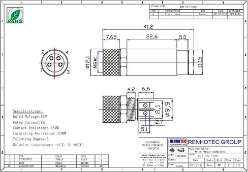 5PCS M8 4 Pin Connector Field Wireable A Coding Industrial Circular Connector Straight Male Assemble Aviation Plug Non-Shield Screw-Joint Connector, Outdoor Waterproof IP68 in Saudi Arabia