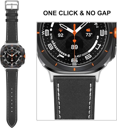 سوار TRUMiRR لساعة Galaxy Watch Ultra 47 مم للرجال والنساء، حزام ساعة جلدي بنقرة واحدة بدون فجوة لساعة Samsung Galaxy Watch Ultra 47 مم (2024) in Kuwait