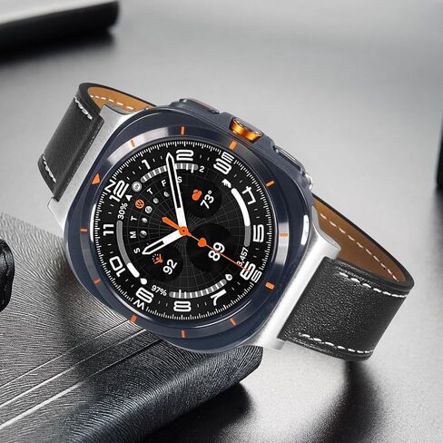 سوار TRUMiRR لساعة Galaxy Watch Ultra 47 مم للرجال والنساء، حزام ساعة جلدي بنقرة واحدة بدون فجوة لساعة Samsung Galaxy Watch Ultra 47 مم (2024) in Kuwait