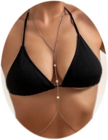 MODRSA Body Chain Jewelry for Women Pearl Body Jewelry for Women Sexy Silver Body Chains for Women Pearl Body Chain Pearl Waist Chain Jewelry Pearl Body Jewelry Belly Chain in Saudi Arabia