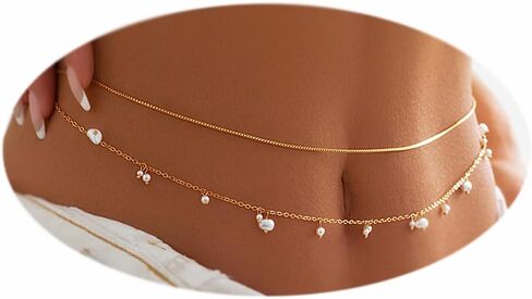 MODRSA Body Chain Jewelry for Women Pearl Body Jewelry for Women Sexy Silver Body Chains for Women Pearl Body Chain Pearl Waist Chain Jewelry Pearl Body Jewelry Belly Chain in Saudi Arabia