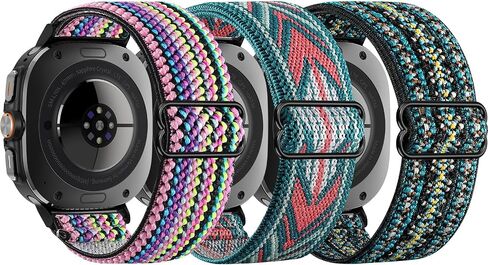 Elastic Nylon Band Compatible for Samsung Galaxy Watch Ultra Bands 47mm 2024, 3 Pack Adjustable Soft Breathable Sport Strap Replacement for Men Women in Saudi Arabia