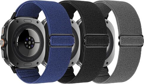Elastic Nylon Band Compatible for Samsung Galaxy Watch Ultra Bands 47mm 2024, 3 Pack Adjustable Soft Breathable Sport Strap Replacement for Men Women in Saudi Arabia
