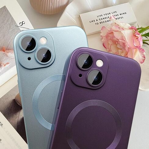 حافظة مغناطيسية لهاتف iPhone 13 للنساء/الرجال، تصميم لامع فاخر ناعم لامع مع واقي عدسة الكاميرا، متوافقة مع حافظة Magsafe لهاتف iPhone 13 6.1 بوصة - أحمر خمري in Kuwait