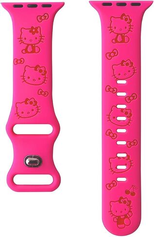 Cute Cartoon Two-Tone Engraved band Compatible with Apple Watch Bands 40mm 41mm 44mm 45mm 42mm 49mm 38mm Women, Soft Silicone Strap for iWatch Series 9 8 7 6 5 4 3 2 1 SE in Kuwait