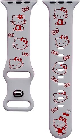 Cute Cartoon Two-Tone Engraved band Compatible with Apple Watch Bands 40mm 41mm 44mm 45mm 42mm 49mm 38mm Women, Soft Silicone Strap for iWatch Series 9 8 7 6 5 4 3 2 1 SE in Kuwait