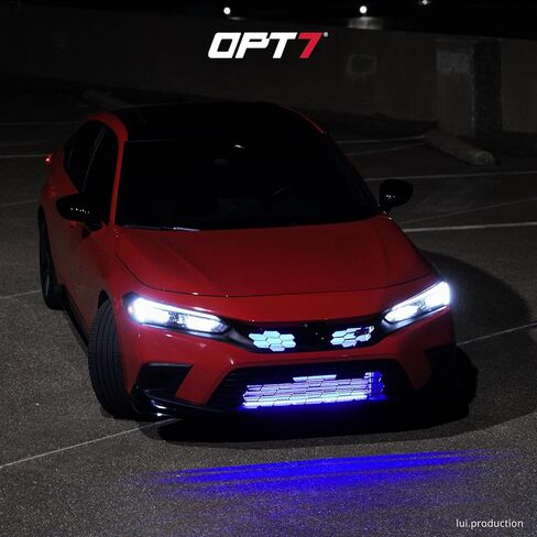 OPT7 Aura PRO Bluetooth 4pc LED Lighting Kit for Grille | 12" Multi-Color Strips w/SoundSync - Waterproof Peel'n'Stick Front Grill Valence - App Enabled- iOS & Android in Kuwait
