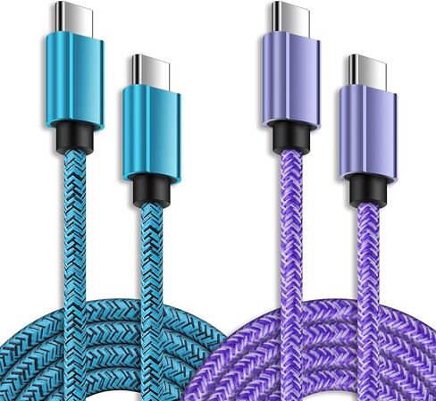 كابل شحن سريع USB C إلى USB C نوع C سلك شاحن هاتف Android شاحن سريع لهاتف iPhone 15 Pro Max 15، Samsung Galaxy A14 5G/A13 5G/A03s/S23/S22/S21/S20/S10/A01/A11/A12/A32 /A34/A53/A54/A23/A73 in Kuwait