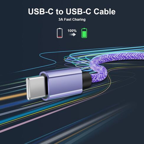 كابل شحن سريع USB C إلى USB C نوع C سلك شاحن هاتف Android شاحن سريع لهاتف iPhone 15 Pro Max 15، Samsung Galaxy A14 5G/A13 5G/A03s/S23/S22/S21/S20/S10/A01/A11/A12/A32 /A34/A53/A54/A23/A73 in Kuwait