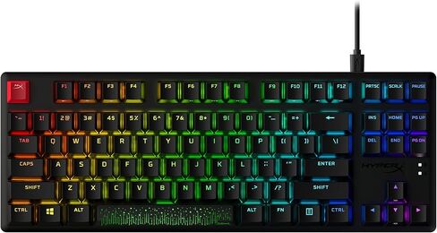 HyperX Alloy MKW100 Mechanical Gaming Keyboard Wired Detachable Wrist Rest Full Size Red Switch RGB Lighting NGENUITY for PC, PS5, PS4, Xbox Series X|S, Xbox One Laptop Desk Setup, Black (Renewed) in Saudi Arabia
