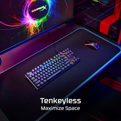 HyperX Alloy MKW100 Mechanical Gaming Keyboard Wired Detachable Wrist Rest Full Size Red Switch RGB Lighting NGENUITY for PC, PS5, PS4, Xbox Series X|S, Xbox One Laptop Desk Setup, Black (Renewed) in Saudi Arabia