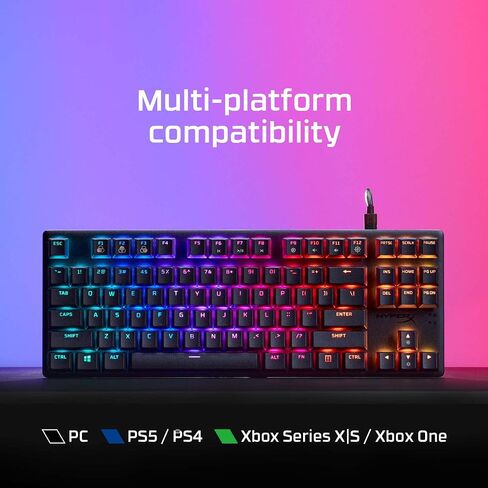 HyperX Alloy MKW100 Mechanical Gaming Keyboard Wired Detachable Wrist Rest Full Size Red Switch RGB Lighting NGENUITY for PC, PS5, PS4, Xbox Series X|S, Xbox One Laptop Desk Setup, Black (Renewed) in Saudi Arabia