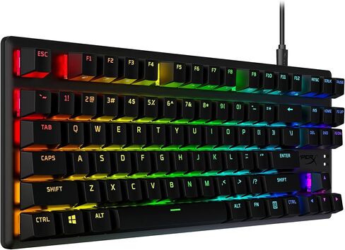 HyperX Alloy MKW100 Mechanical Gaming Keyboard Wired Detachable Wrist Rest Full Size Red Switch RGB Lighting NGENUITY for PC, PS5, PS4, Xbox Series X|S, Xbox One Laptop Desk Setup, Black (Renewed) in Saudi Arabia