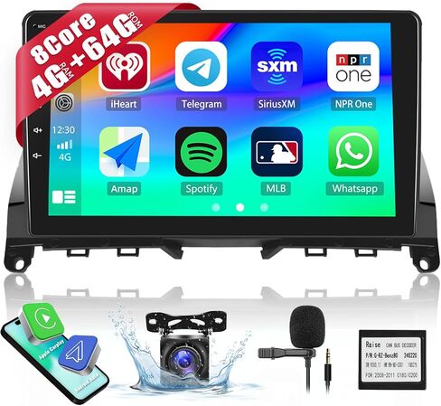 ستيريو سيارة 4G+64G لسيارة Mercedes Benz C300 C250 C350 C200 W204 C Class مع Apple CarPlay اللاسلكي Android Auto 9 بوصة IPS شاشة تعمل باللمس Android 13 راديو مع بلوتوث 5.0 DSP GPS Navigation كاميرا احتياطية in Saudi Arabia