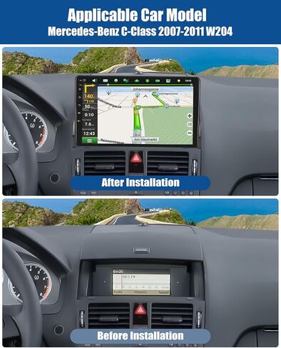 ستيريو سيارة 4G+64G لسيارة Mercedes Benz C300 C250 C350 C200 W204 C Class مع Apple CarPlay اللاسلكي Android Auto 9 بوصة IPS شاشة تعمل باللمس Android 13 راديو مع بلوتوث 5.0 DSP GPS Navigation كاميرا احتياطية in Saudi Arabia