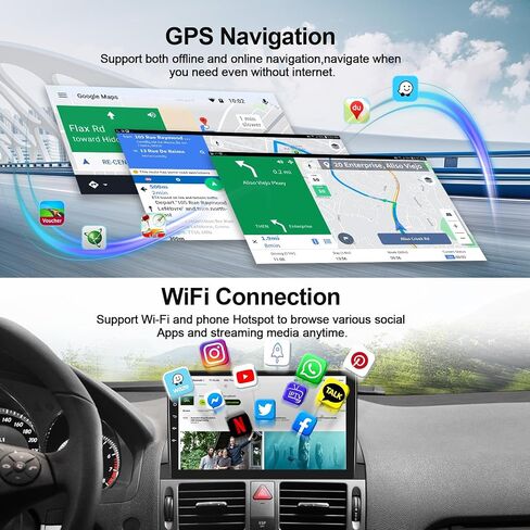 ستيريو سيارة 4G+64G لسيارة Mercedes Benz C300 C250 C350 C200 W204 C Class مع Apple CarPlay اللاسلكي Android Auto 9 بوصة IPS شاشة تعمل باللمس Android 13 راديو مع بلوتوث 5.0 DSP GPS Navigation كاميرا احتياطية in Saudi Arabia
