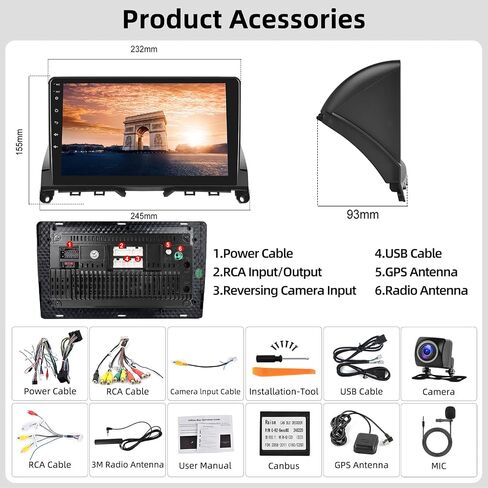 ستيريو سيارة 4G+64G لسيارة Mercedes Benz C300 C250 C350 C200 W204 C Class مع Apple CarPlay اللاسلكي Android Auto 9 بوصة IPS شاشة تعمل باللمس Android 13 راديو مع بلوتوث 5.0 DSP GPS Navigation كاميرا احتياطية in Saudi Arabia