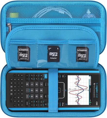 Supmay Hard Case for Texas Instruments TI-Nspire CX II CAS/TI-Nspire CX II Color Graphing Calculator, Storage Holder with Mesh Pockets for USB Power Charger Cable, User Manual and More, Black in Saudi Arabia