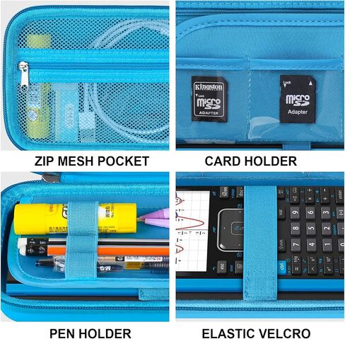 Supmay Hard Case for Texas Instruments TI-Nspire CX II CAS/TI-Nspire CX II Color Graphing Calculator, Storage Holder with Mesh Pockets for USB Power Charger Cable, User Manual and More, Black in Saudi Arabia