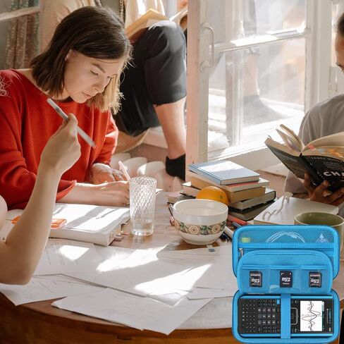 Supmay Hard Case for Texas Instruments TI-Nspire CX II CAS/TI-Nspire CX II Color Graphing Calculator, Storage Holder with Mesh Pockets for USB Power Charger Cable, User Manual and More, Black in Saudi Arabia