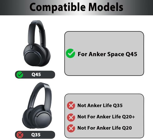 Adhiper Replacement Ear Pads for Anker Soundcore Space Q45 Headphones, Q45 Memory Foam & Mesh Fabric Headphone Earpads, Wear Comfortable Headphone Pads/Headphone Pads Replacement(Black) in Saudi Arabia
