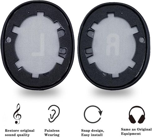 وسائد أذن بديلة لسماعات JBL Tune 700BT/Tune 710BT/Tune 720BT/Tune 750BT/Tune 750BTNC/Tune 760NC/Tune 770NC، وسائد الأذن، وأغطية الأذن لسماعات الرأس - أسود in Kuwait