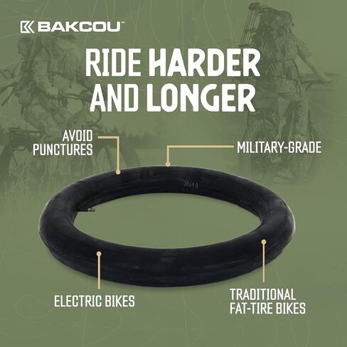 Bakcou | Heavy Duty Fat Tire Tube (Single) - Military-Grade Butyl Rubber, 3.5mm Base Thickness, Schrader Valve - Ideal for Electric Bikes, Mountain Bikes, and Traditional Fat-Tire Bikes - 20x4 in Kuwait