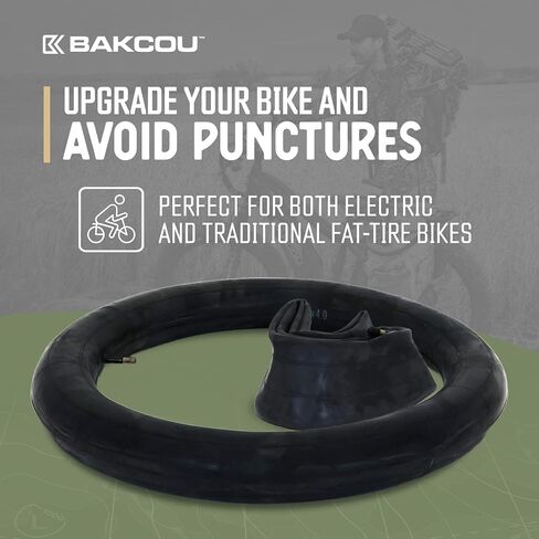 Bakcou | Heavy Duty Fat Tire Tube (Single) - Military-Grade Butyl Rubber, 3.5mm Base Thickness, Schrader Valve - Ideal for Electric Bikes, Mountain Bikes, and Traditional Fat-Tire Bikes - 20x4 in Kuwait