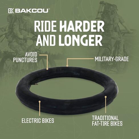 Bakcou | Heavy Duty Fat Tire Tube (Single) - Military-Grade Butyl Rubber, 3.5mm Base Thickness, Schrader Valve - Ideal for Electric Bikes, Mountain Bikes, and Traditional Fat-Tire Bikes - 20x4 in Kuwait