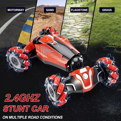 1:10 سيارة Rc يتم التحكم فيها يدويًا، سيارات RC للتحكم عن بعد للأولاد والبنات، ألعاب هدايا للأطفال من 6 إلى 13 عامًا، 2.4 جيجا هرتز 4WD بمستشعر الإيماءات RC مع أضواء الموسيقى، دوران 360 درجة على الطرق الوعرة، أزرق in Saudi Arabia