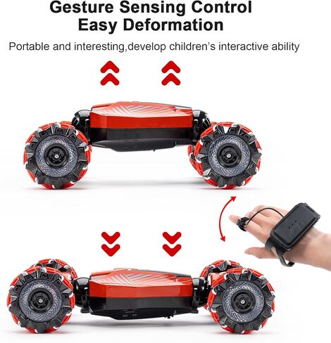 1:10 سيارة Rc يتم التحكم فيها يدويًا، سيارات RC للتحكم عن بعد للأولاد والبنات، ألعاب هدايا للأطفال من 6 إلى 13 عامًا، 2.4 جيجا هرتز 4WD بمستشعر الإيماءات RC مع أضواء الموسيقى، دوران 360 درجة على الطرق الوعرة، أزرق in Saudi Arabia